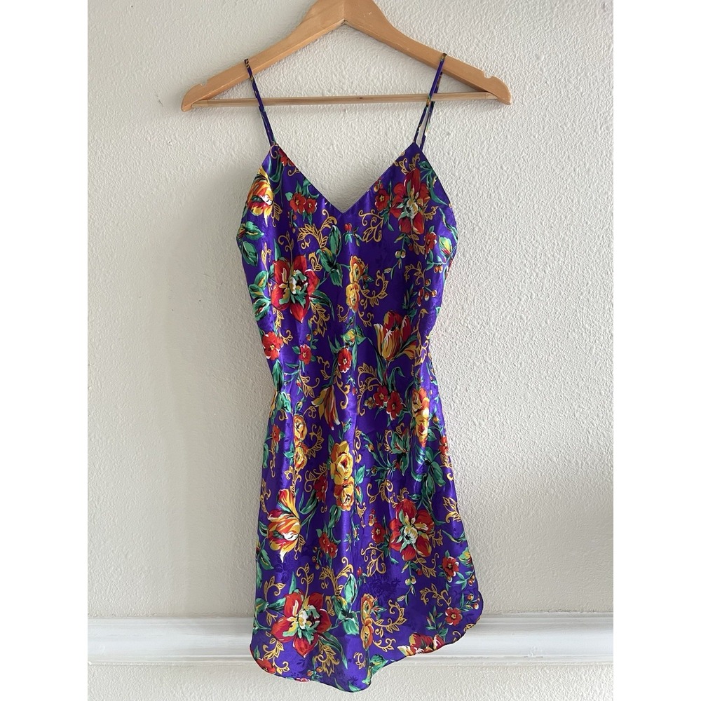 Fantasies Morgan Taylor Vtg Purple Floral Lingerie Baby Doll Small Festival